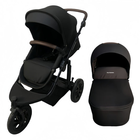 Pre-order Baby Brightness easygo 1+ three wheel stroller with carrycot Black  ETA: 31st October 2025