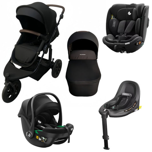 Pre-order Newborn Pram – EasyGo 1+ Three Wheel Stroller + Carrycot + Infant Capsule + 360 Car Seat and Rotating ISOFIX Base (Black )