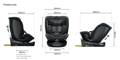 360° Rotating Baby Car Seat – Baby Brightness GuardianMax 1+ Black
