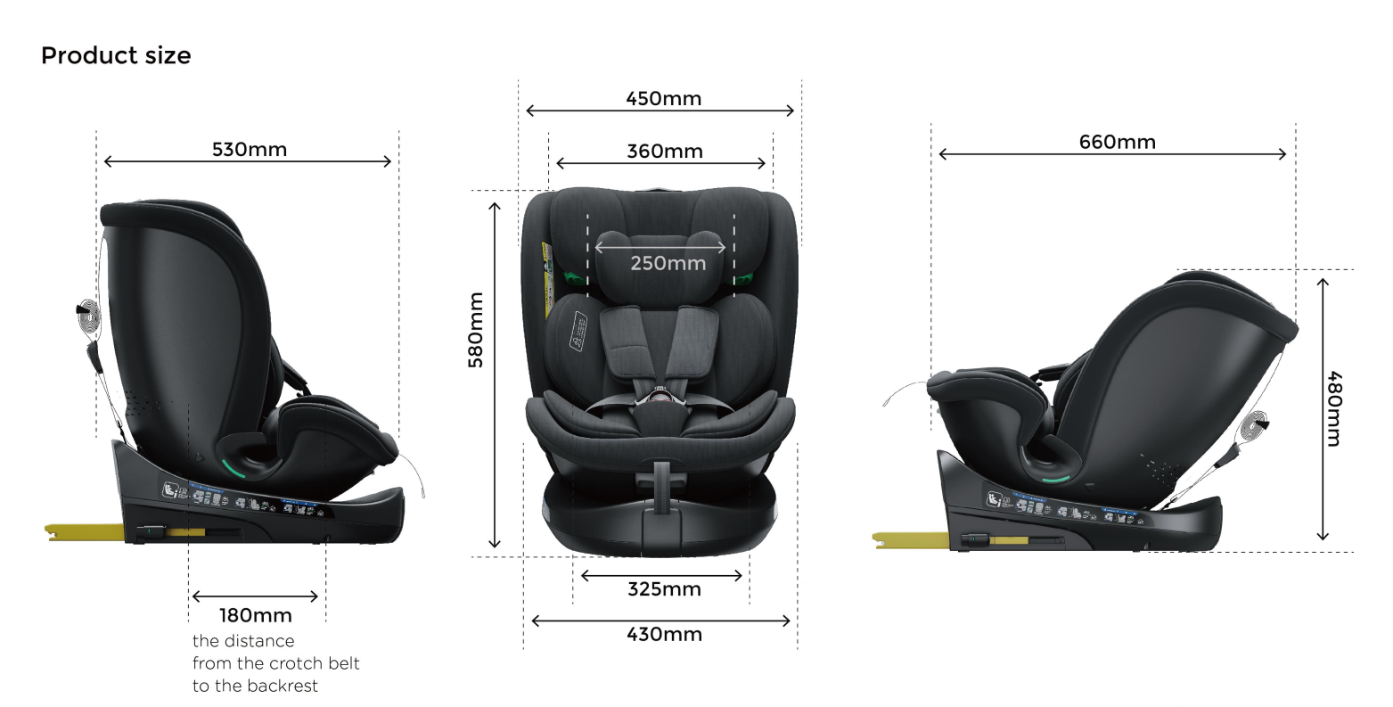 360° Rotating Baby Car Seat – Baby Brightness GuardianMax 1+ Grey - image 10