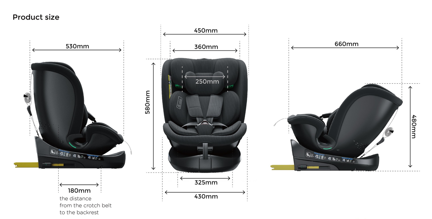360° Rotating Baby Car Seat – Baby Brightness GuardianMax 1+ Grey