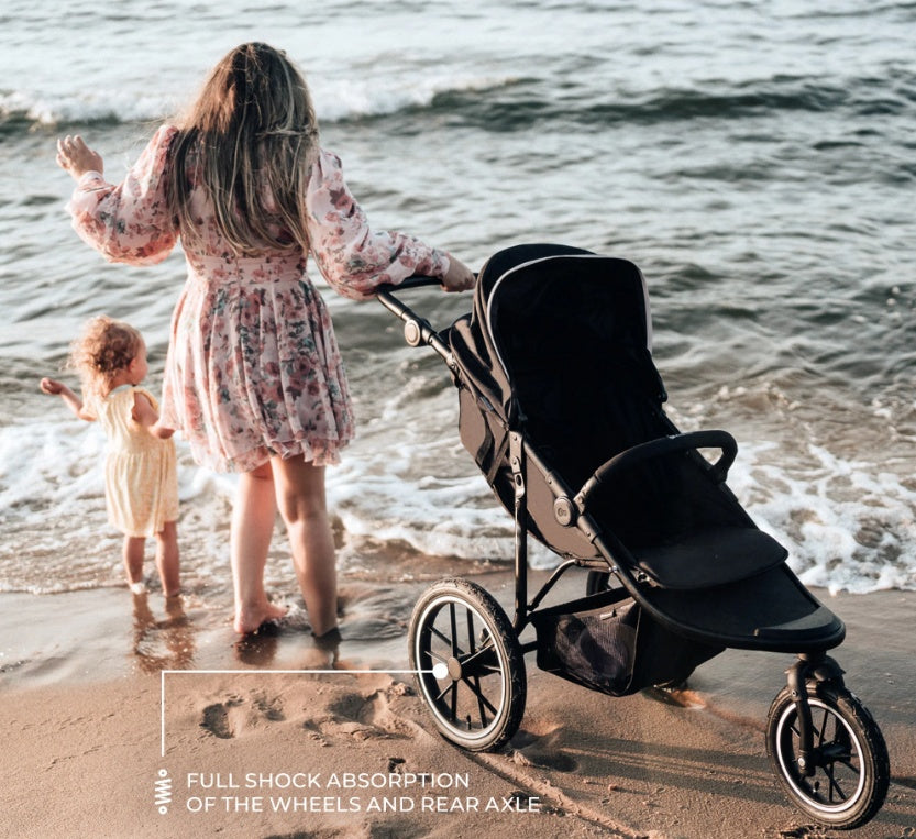 Newborn Pram – EasyGo 2+ Three Wheel Stroller with Car Seat (Black)