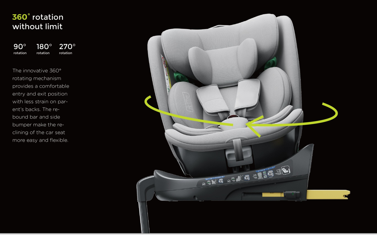 360° Rotating Baby Car Seat – Baby Brightness GuardianMax 2+ Grey