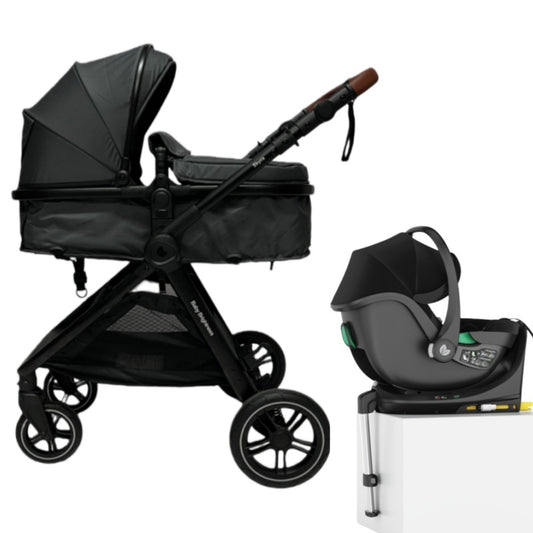 Skyra 2-in-1 Newborn Pram & Bassinet Stroller and Car Seat with ISOFIX Base (Grey)