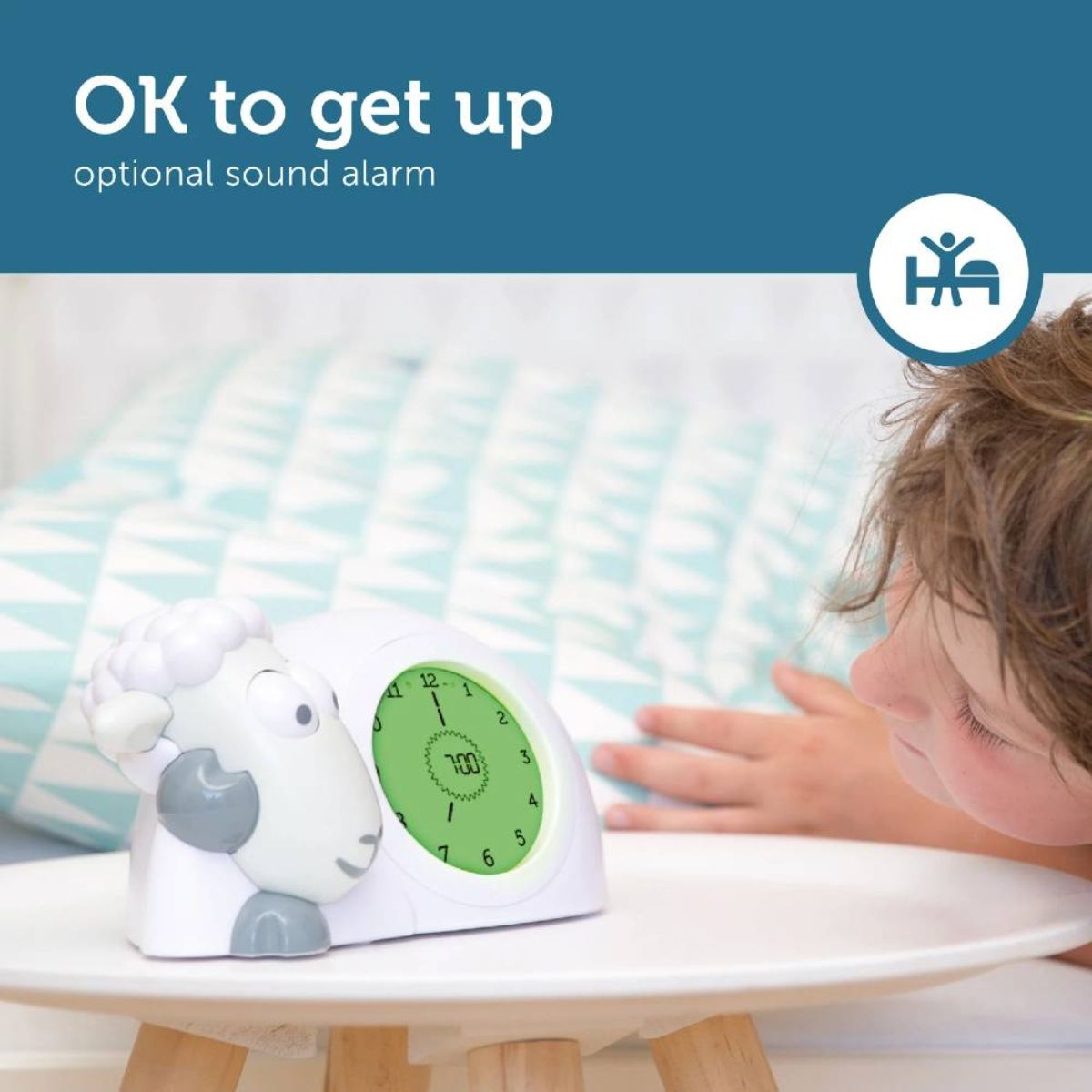 Sam has an optional sound alarm when it's time to wake up.
