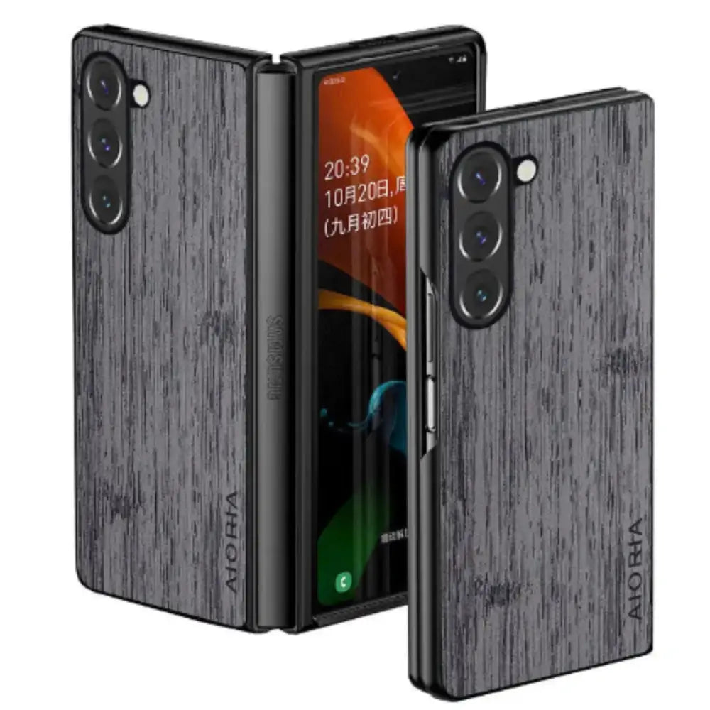 Samsung Z Fold 5 Leather & Bamboo Case