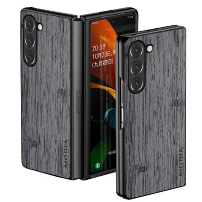 Samsung Z Fold 5 Leather & Bamboo Case