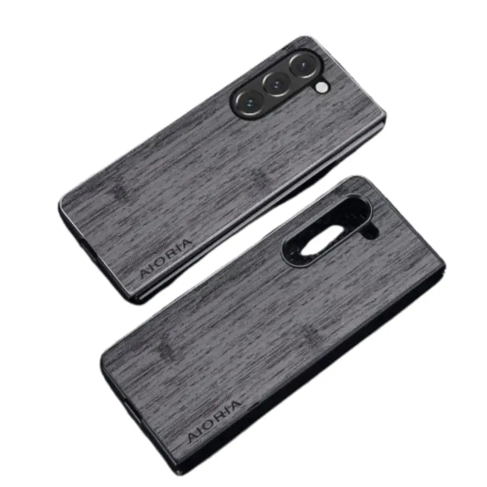 Samsung Z Fold 5 Leather & Bamboo Case