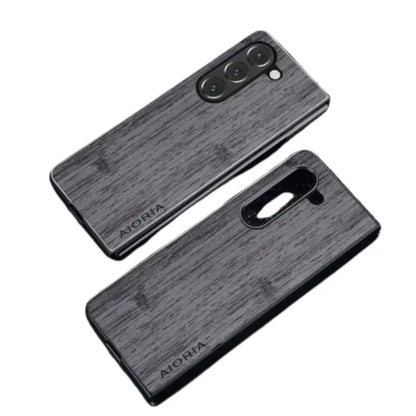 Samsung Z Fold 5 Leather & Bamboo Case