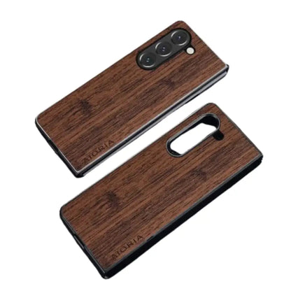Samsung Z Fold 5 Leather & Bamboo Case