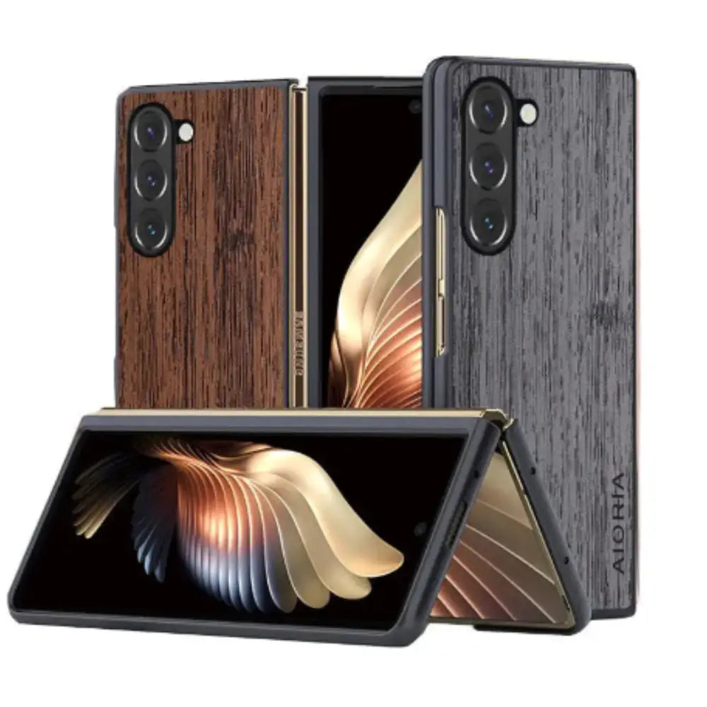 Samsung Z Fold 5 Leather & Bamboo Case