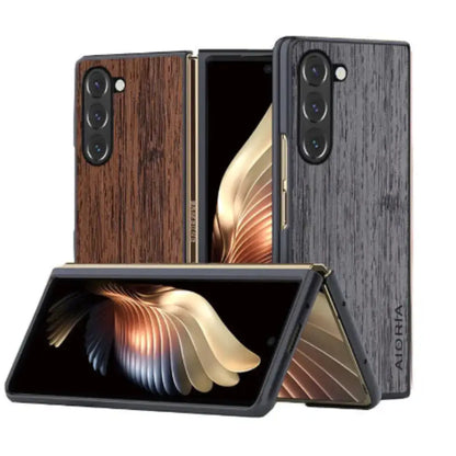 Samsung Z Fold 5 Leather & Bamboo Case