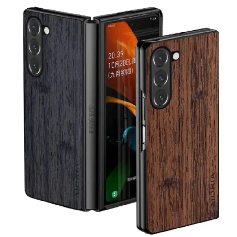 Samsung Z Fold 5 Leather & Bamboo Case