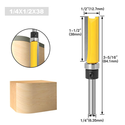 4Pcs Flush Trim Pattern Router Bit Set 1/4 Inch Shank Straight Flush Trim Tools - salelink.co.nz
