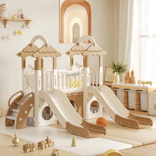 Pre-order Kids slide Playground Coffee/White