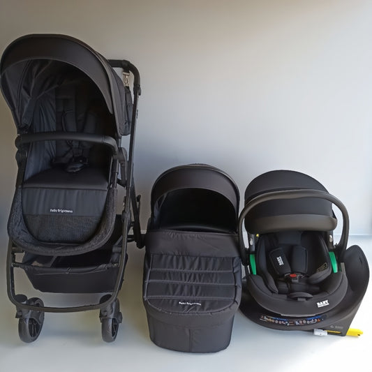 Baby Brightness Palms 1+ baby stroller + carrycot + capsule + Rotation ISOFIX base Black