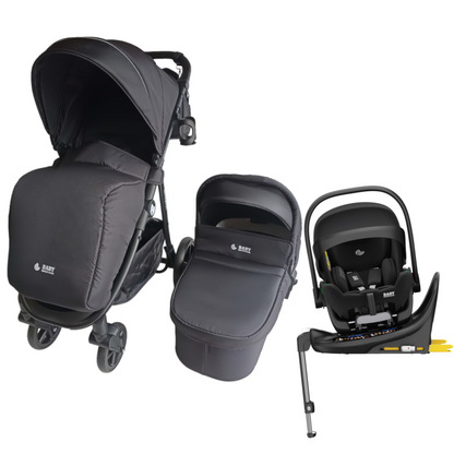 Pre-order Newborn Pram – Poplar Stroller with Carrycot, Reclining Car Seat and Rotating ISOFIX Base(Black)