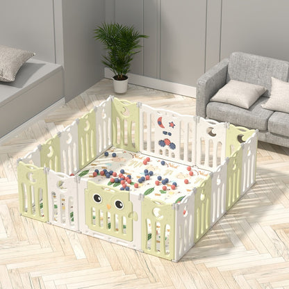 Foldable Baby Playpen 22 Panels – Green Safety Play Fence for Babies