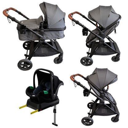 Pre-order Skyra 2-in-1 Newborn Pram & Bassinet Stroller with Car Seat and ISOFIX Base (Grey)