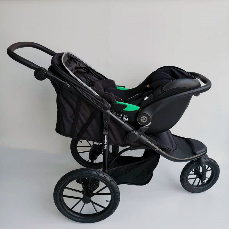 Newborn Pram – EasyGo 2+ Three Wheel Stroller with Car Seat and ISOFIX Base (Black)