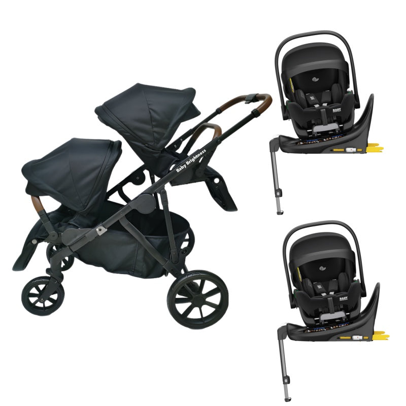 Pre-order Double Pram – Luxe Twin Stroller with Double Reclining Car Seats and Rotating ISOFIX Bases