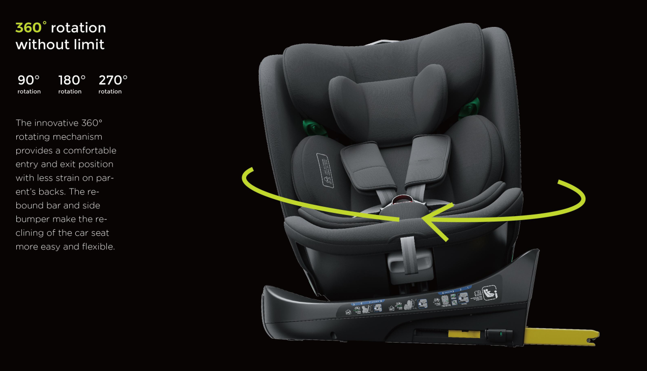 360° Rotating Baby Car Seat – Baby Brightness GuardianMax 1+ Grey - image 7