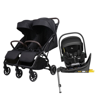 Double Pram – FlexGo Duo with Reclining Infant Capsule and Rotating ISOFIX Base(Black)