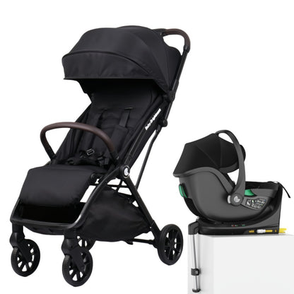 Newborn Pram & Capsule – FlexGo Auto Folding Stroller with Capsule + ISOFIX Base (Black)