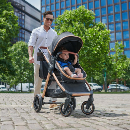 Skyra 2-in-1 Newborn Pram & Bassinet Stroller and Car Seat with Rotating ISOFIX Base (Grey)