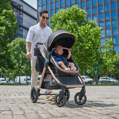 Pre-order Skyra 2-in-1 Newborn Pram & Bassinet Stroller with Car Seat and ISOFIX Base (Black/Gold) - image 15