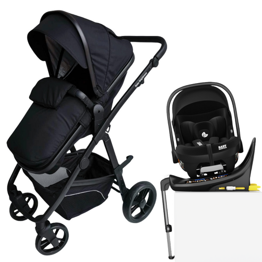 Baby Brightness Palms 4 in 1 travel system, bassinet stroller+infant capsule+ Rotation ISOFIX base Black