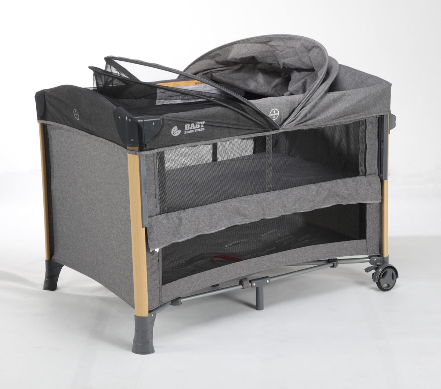 Baby Brightness 4 in 1  Baby Portacot Grey