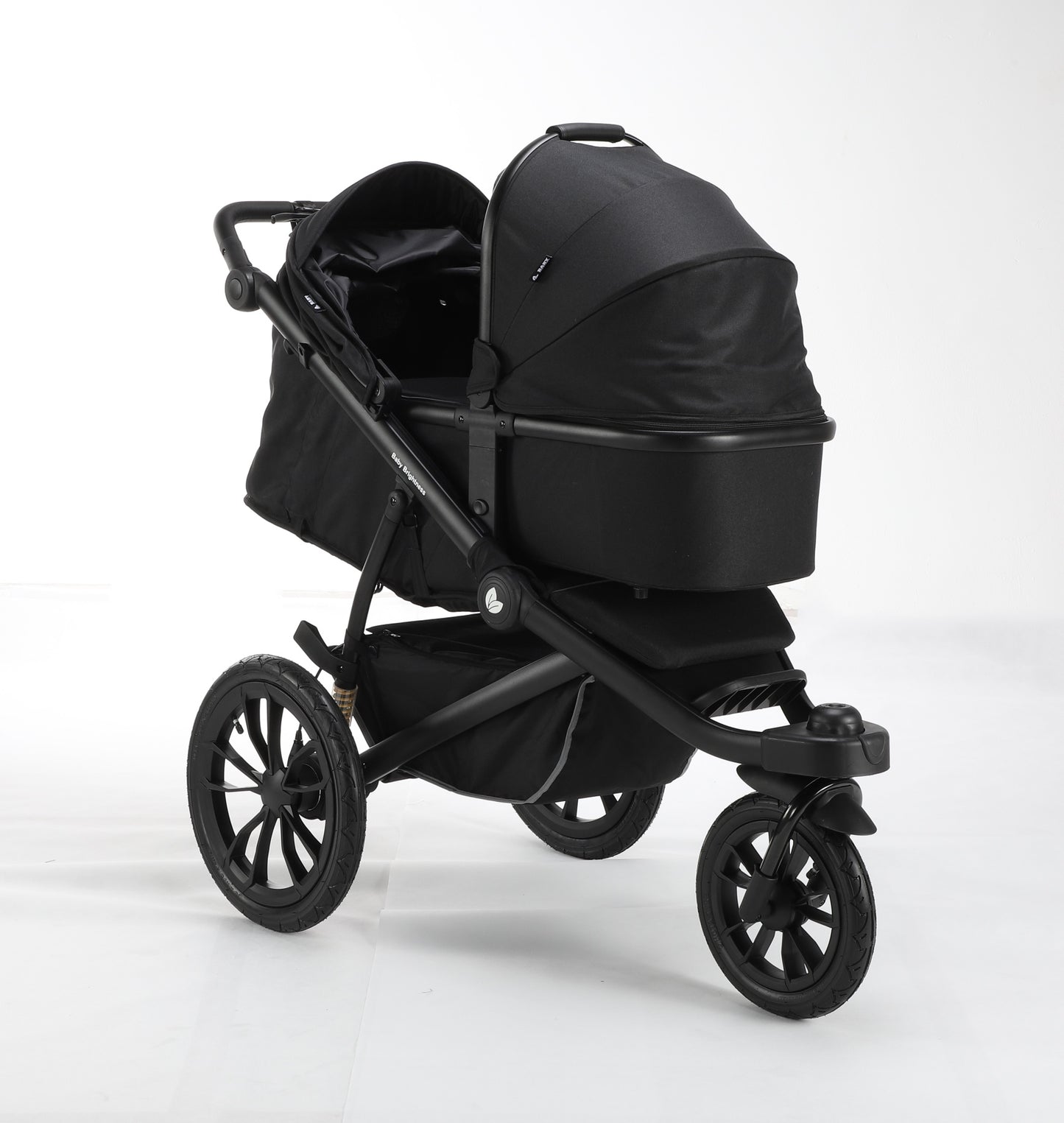 Pre-order Hill All Terrain Jogging Baby Stroller with Carrycot and Reclining Car Seat (Black）