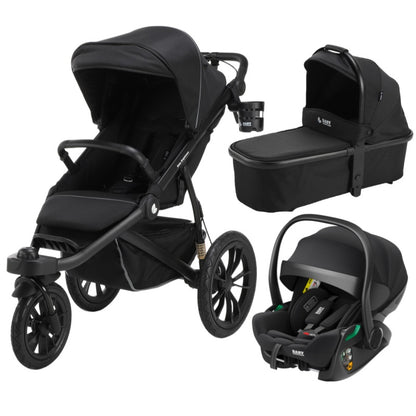 Pre-order Hill All Terrain Jogging Baby Stroller with Carrycot and Reclining Car Seat (Black）
