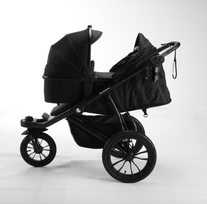 Pre-order Hill All Terrain Jogging Baby Stroller with Carrycot and Reclining Car Seat (Black）