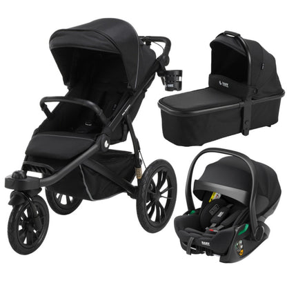 Pre-order Hill All Terrain Jogging Baby Stroller with Carrycot and Reclining Car Seat (Black）