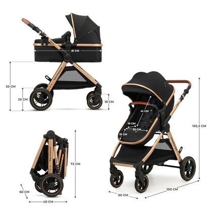 Pre-order Skyra 2-in-1 Newborn Pram & Bassinet Stroller with Car Seat and ISOFIX Base (Black/Gold) - image 26