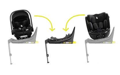 Newborn Pram – EasyGo 1+ Three Wheel Stroller + Infant Capsule + 360 Car Seat and Rotating ISOFIX Base (Black )