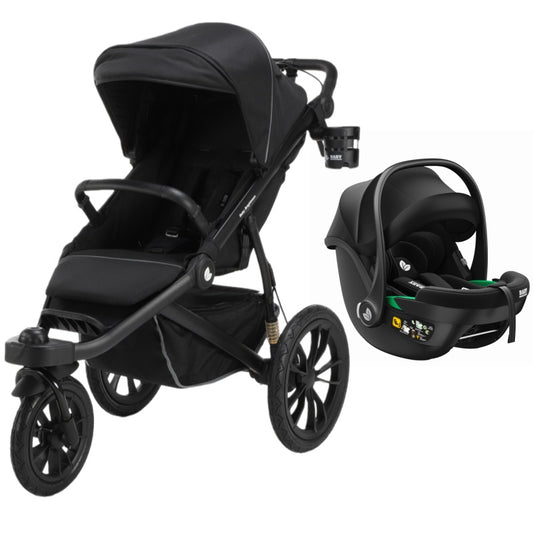 Hill All Terrain Jogging Baby Stroller with Car Seat (Black）