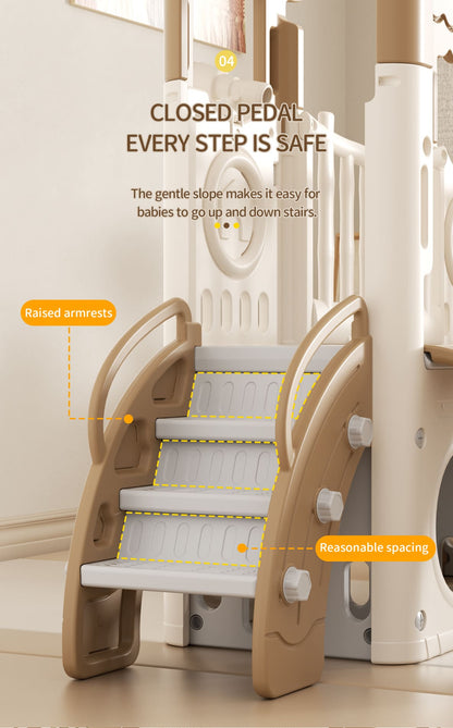 Kids slide Playground Coffee/White