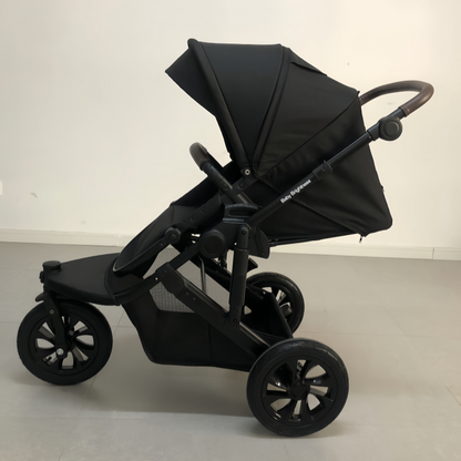 Newborn Pram – EasyGo 1+ Three Wheel Stroller + Infant Capsule + 360 Car Seat and Rotating ISOFIX Base (Black )
