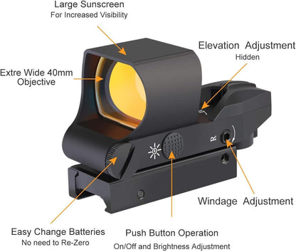 20mm Rail Tactical Red Dot Sight Holographic Reflex Scope - salelink.co.nz