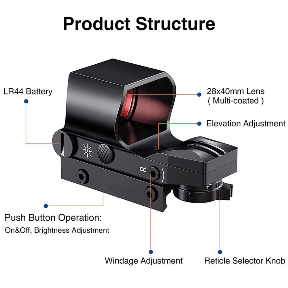 20mm Rail Tactical Red Dot Sight Holographic Reflex Scope - salelink.co.nz