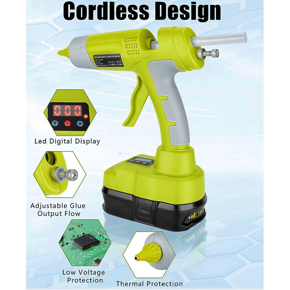 Cordless Hot Glue Gun Compatible with Ryobi 18V Battery