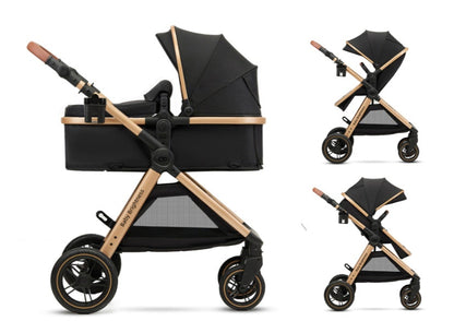Pre-order Skyra 2-in-1 Newborn Pram & Bassinet Stroller with Car Seat and ISOFIX Base (Black/Gold) - image 25