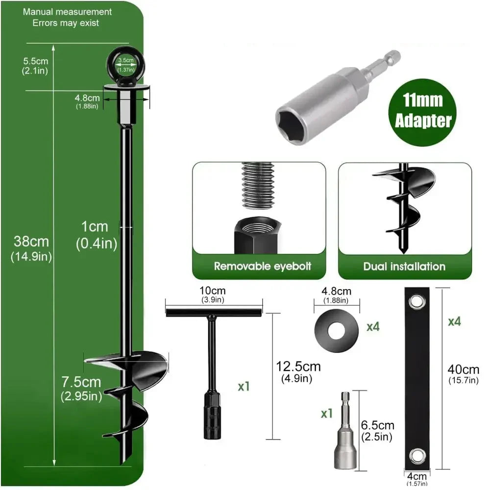 Heavy-Duty Ground Anchors with Straps (Pack of 4)