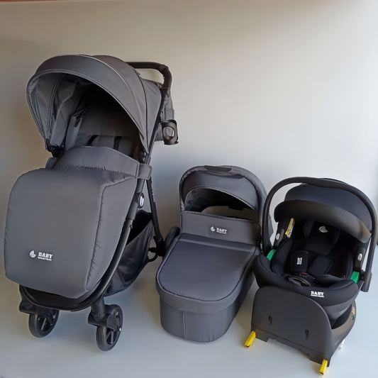 Baby Brightness Poplar baby stroller with carrycot, capsule and ISOFIX base Dark Grey