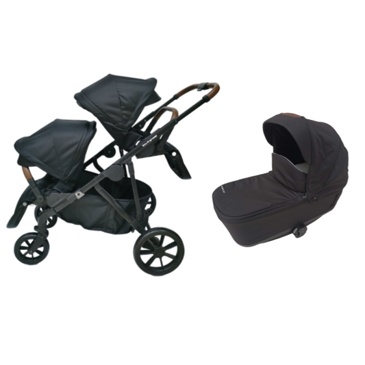 Baby Brightness Luxe twin stroller with bassinet Black