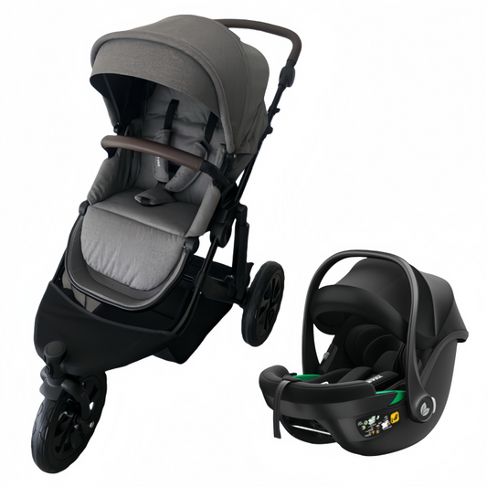 Baby Brightness easygo 1+ three wheel stroller with baby capsule Grey