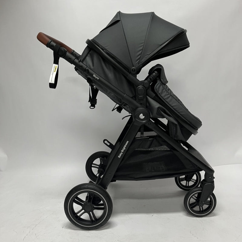 Skyra 2-in-1 Newborn Pram & Bassinet Stroller and Car Seat with Rotating ISOFIX Base (Black)